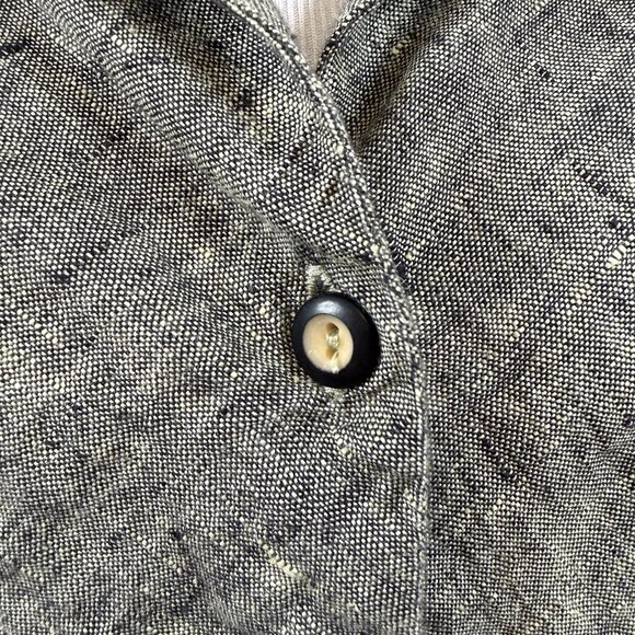 FLAX Linen Duster Button Up Jacket Medium Lagenlook Gray Boho Modest Layered - Picture 3 of 7